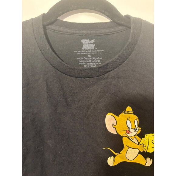 Tom & Jerry Black Long Sleeve Shirt Men’s Size Small Cartoon Print Front & Back - Picture 3 of 6